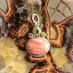 925 silver necklace charm with natural stones🖤